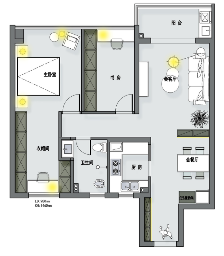 融創(chuàng)臨江府98㎡